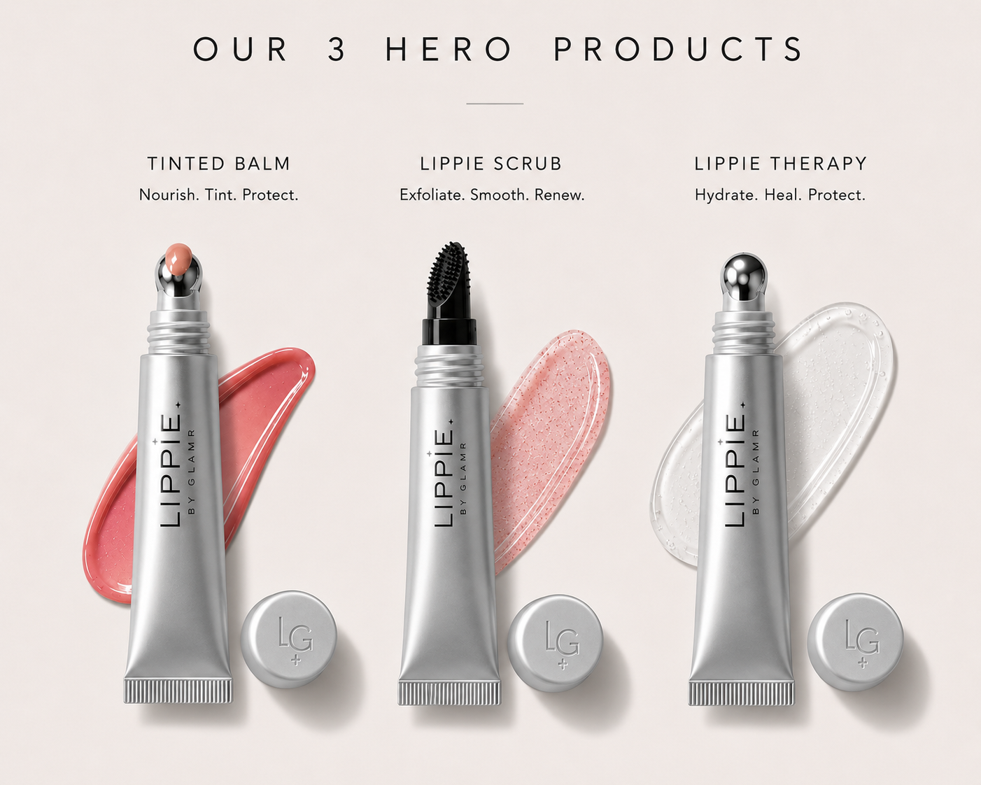 Lippie by Glamr three hero products